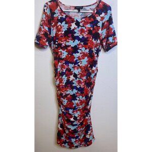 Isabella Oliver A Pea in the Pod Ruched Floral Maxi Dress Maternity Stretch SZ 4